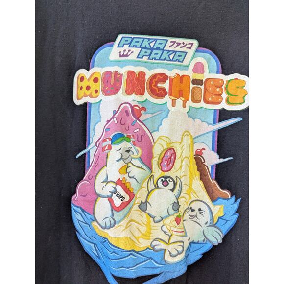 Paka paka munchies black short sleeve graphic t shirt J pop anime cute kidcore M - Picture 2 of 4